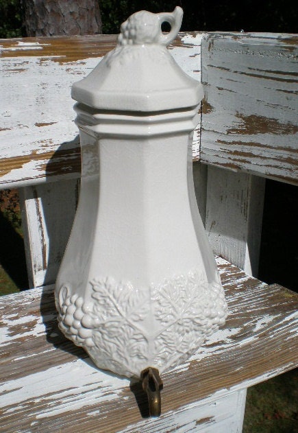 Take 25% off Sale - VTG Ironstone White Ceramic Wall Hanging Decor Water/Wine Dispenser Greek Style
