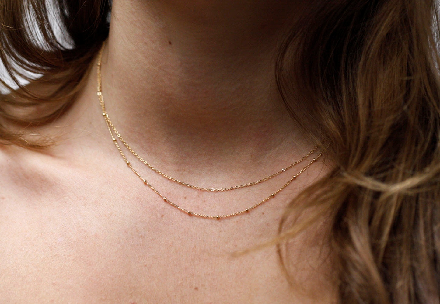 Layering Necklace Satellite Chain & Delicate Chain Gold Filled Necklace, Simple Everyday Jewelry - FREE SHIPPING