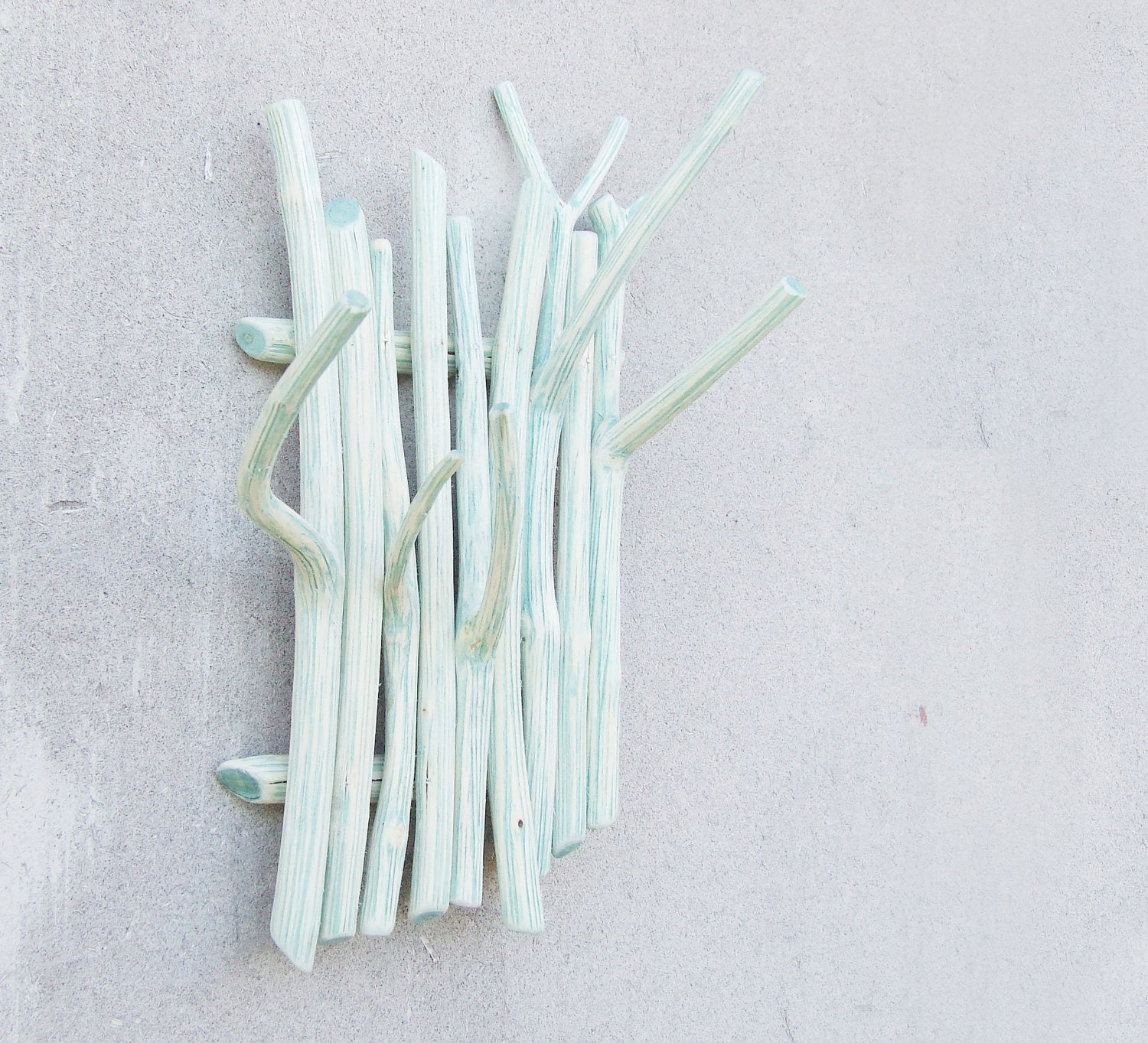 Mint jewelry holder branches wall hanging wooden hook jewelry housewares kitchenwares rusteam key rack neutral Victor Baymut