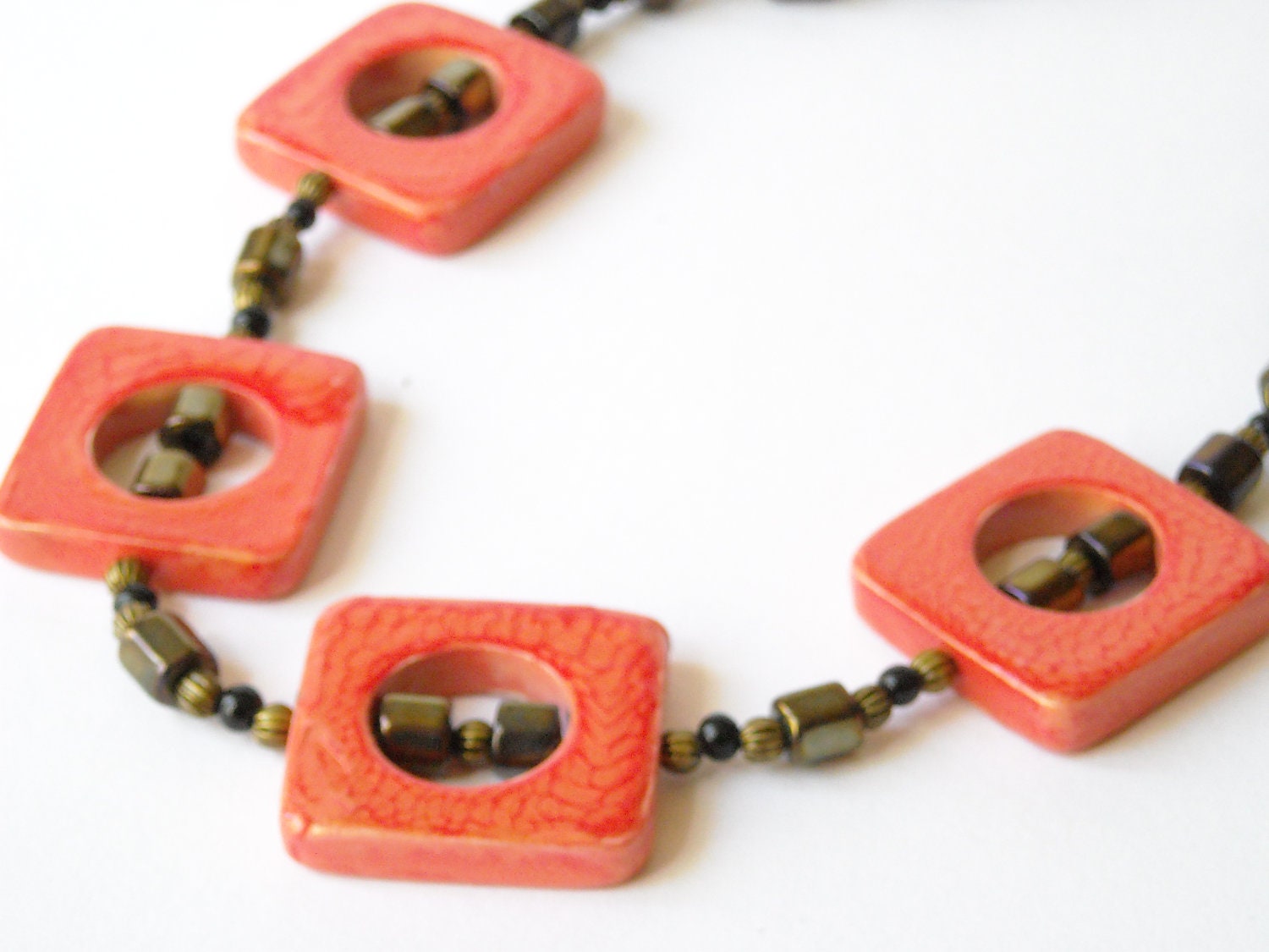 fall halloween thanksgiving themed  jewelry Orange black necklace