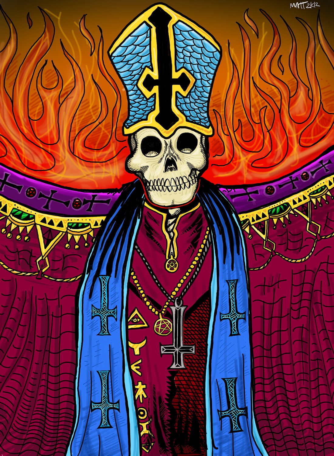 Demon Pope - Original Art print by Killtaker