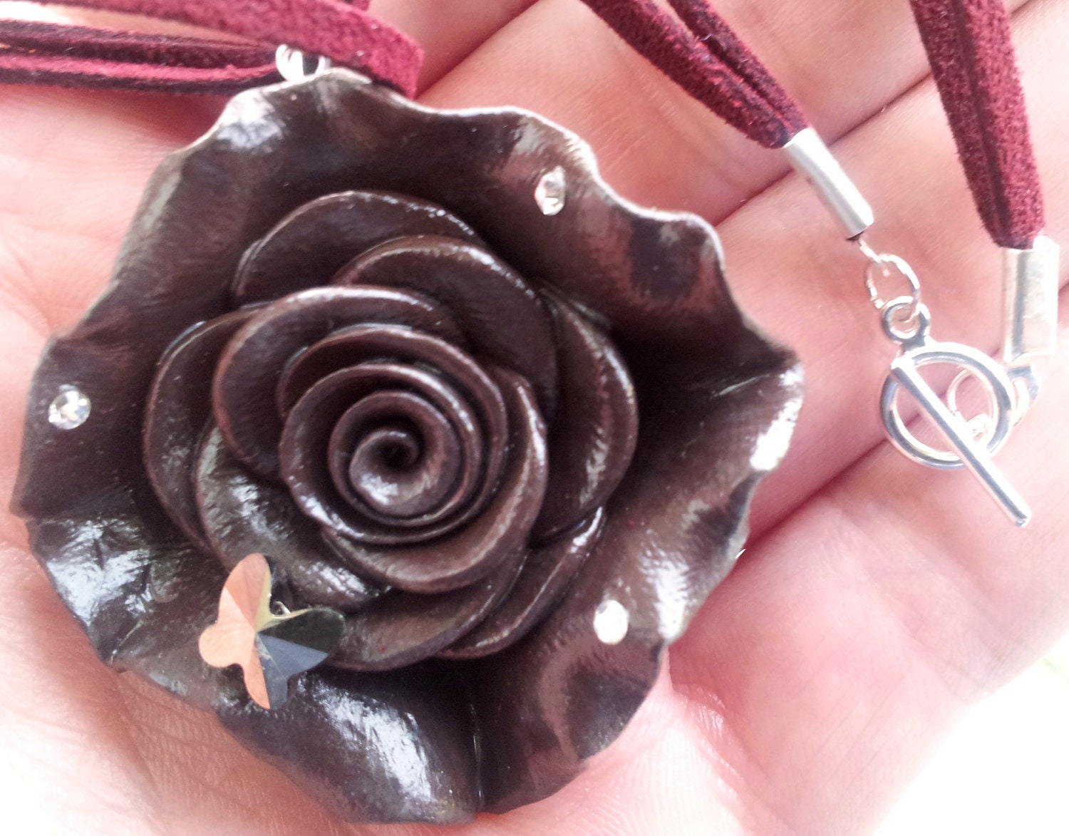 Stunning Chocolate Rose Necklace Jewelry - EleganceOfAntonio