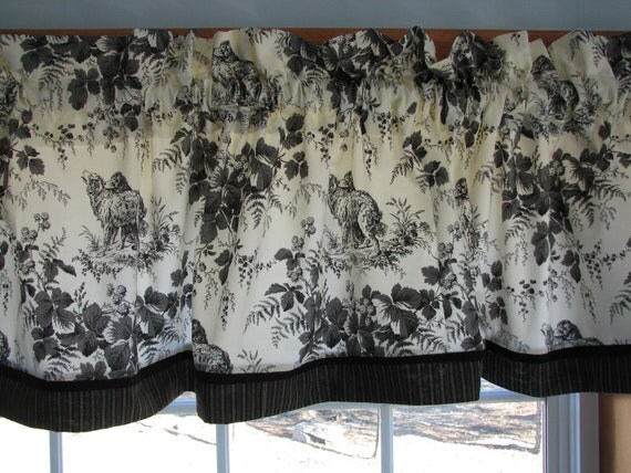 black toile valance