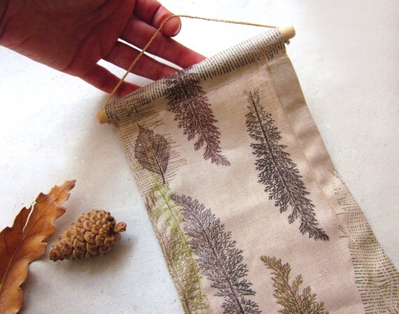 Wall Hanging - Hand stamped fabric, OOAK