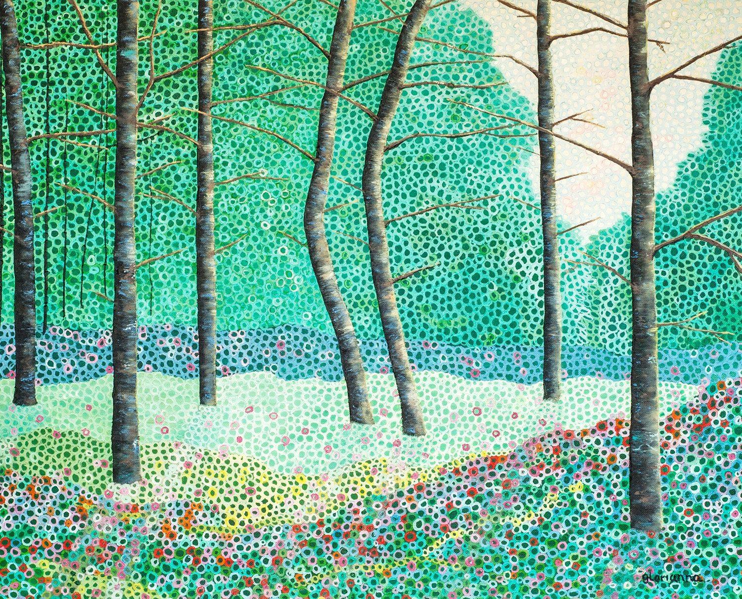 Circle of Life Original Oil Painting Textured Impressionism Large Canvas Tree Painting Flowers  Wall Hanging Original Art Circles