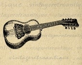 Little Acoustic Guitar Digital Printable Download Illustration Image Graphic Vintage Clip Art for Transfers etc HQ 300dpi No.1208