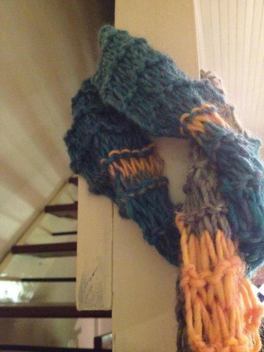 long knitted scarf, multicolour