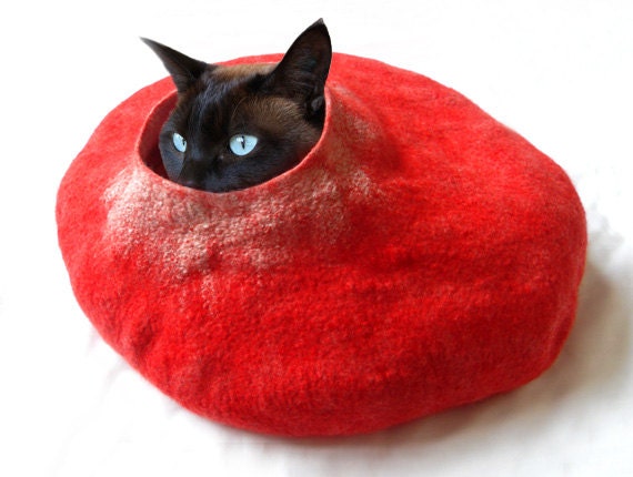 Cat Bed Cave House Felted Wool with FREE Ball Etsy uk