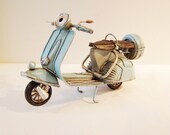 Sky  blue Vespa bike, collectible retro miniature