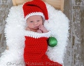PATTERN Christmas Stocking and Santa Hat - Crochet