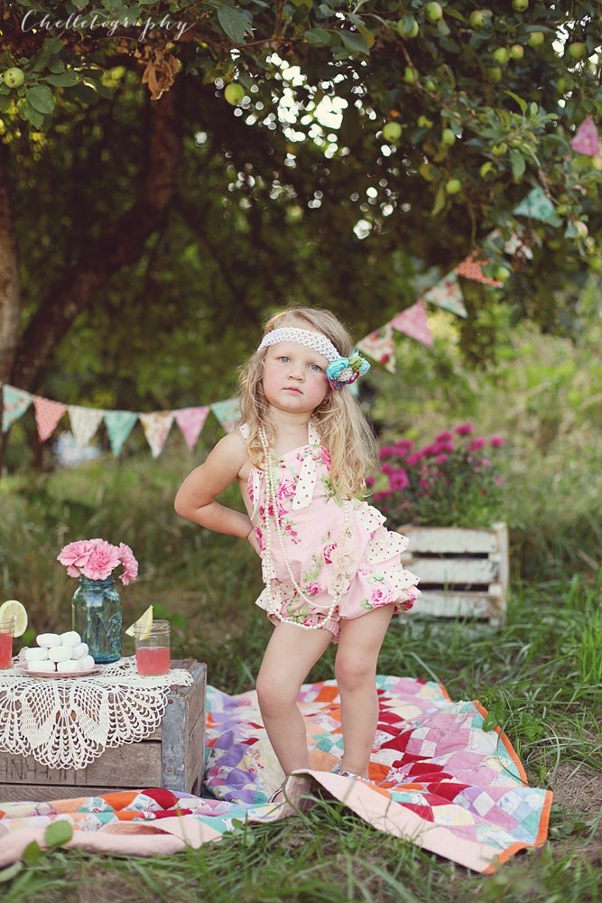 SALE...Buy 2 get 1 Free...Instant Download PDF Sewing Pattern Girl's Retro Ruffled Reversible Romper Sunsuit 6-9M to 6