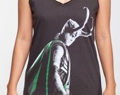 Loki Shirt Loki The Avengers Tom Hiddleston Shirts Women Tank Top Black Shirt Tunic Top Vest Sleeveless Women T-Shirt Size S M
