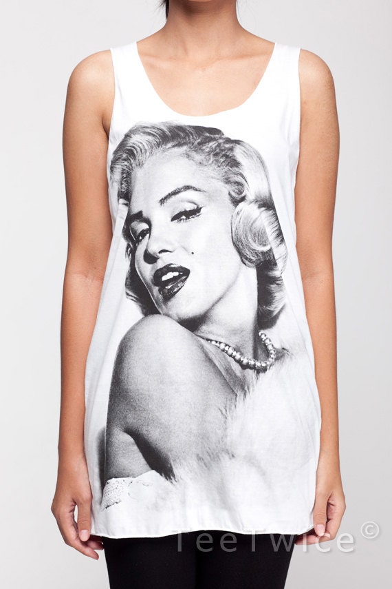 Marilyn Monroe Shirt Sexy Celebrity Model Movie Shirt Women Tank Top White Shirt Tunic Top Vest Sleeveless Women T-Shirt Size S M