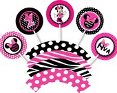 Minnie Mouse Cupcake Wrappers And Toppers, Minnie Mouse Party Circles - Minnie Mouse Favor Tags Gift Tags - The Print Shoppe On Etsy