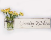 Sale- Cottage Chic- Wood Country Kitchen Wall Sign Vase- Cottage Chic- French Chic- Shabby- Country Decor- Choose From Many Colors