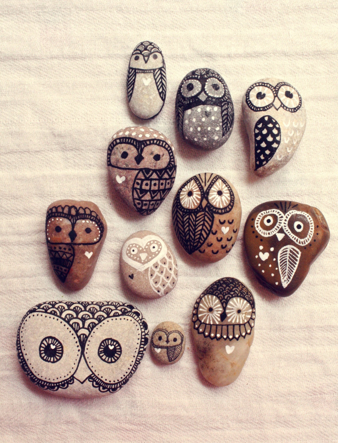 Hand Painted Rock Pet - Aztec Owl