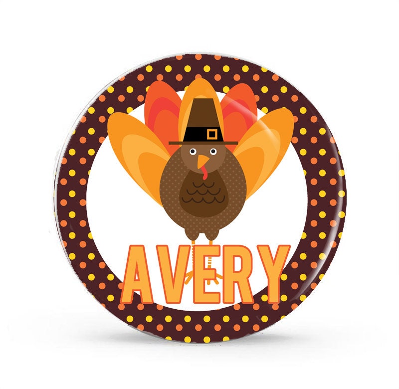 Thankgiving Turkey Pilgrim II - Personalized Melamine Plate - Kids Table Setting -  Style 086