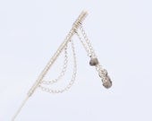 Sterling Silver Hair Stick "Konoha no Kanzashi" Japanese Geisha Inspired Asian Bun Stick