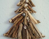 Handmade Driftwood and shell Christmas tree wall hanging (20cm deep x 15cm across)