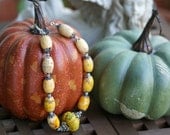 Turquoise Carved Pumpkin Melon Necklace For the Fall Season - GayaDesigns