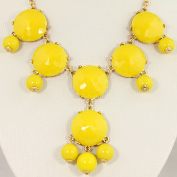 NEW Yellow Faceted 6 Stone Bubble Necklace,Handmade Bib Necklace,Statement Necklace-BN088
