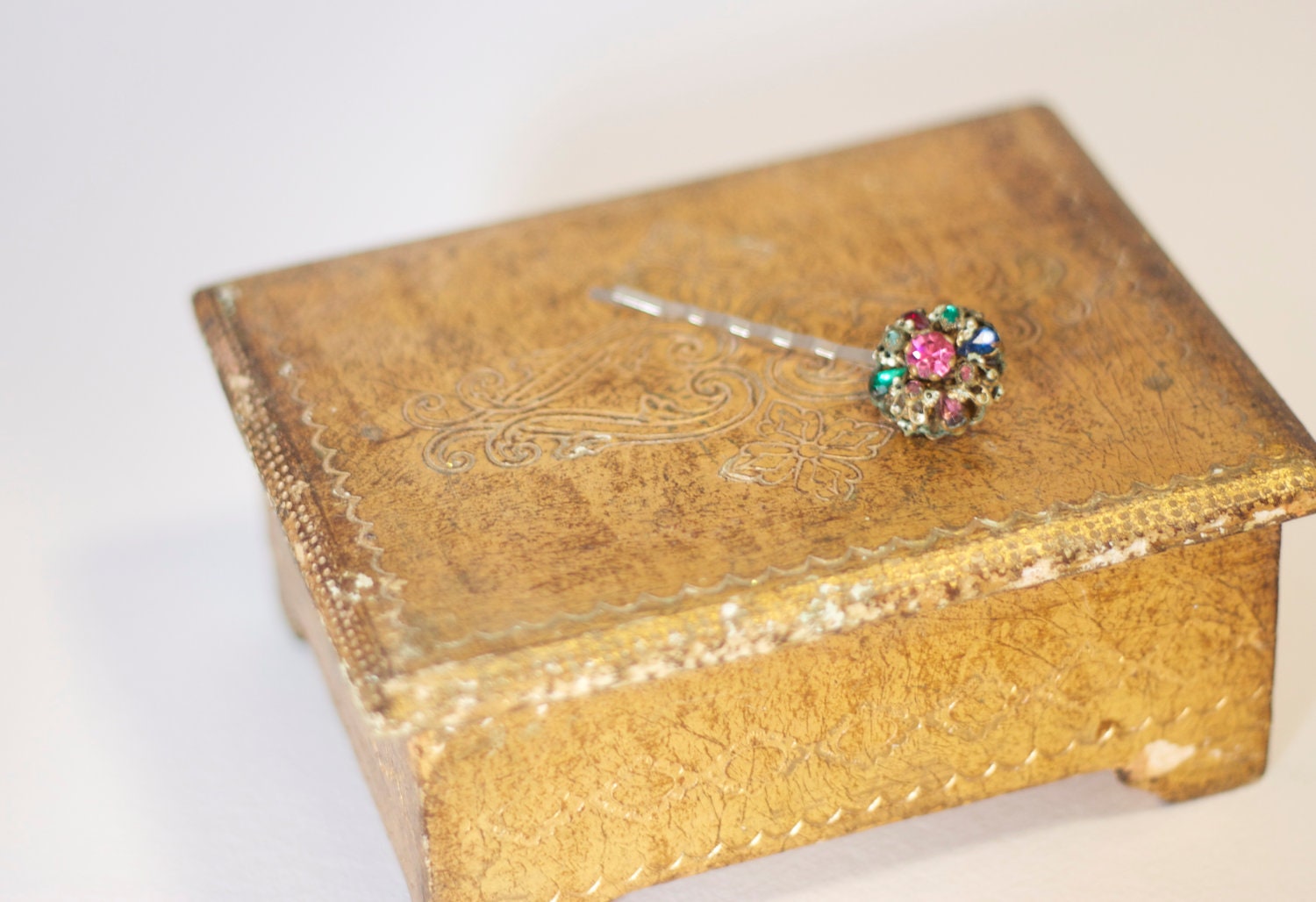 Something Colorful: One Vintage Crystal Decorative Bobby Pin for the bride, bridesmaid or flower girl