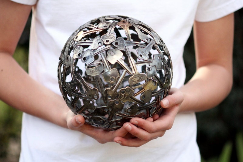 Medium key ball, Key sphere, Metal sculpture ornament