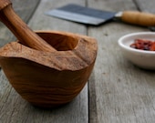 Rustic Olive Wood Pestle and Mortar - 11cm (PMN)