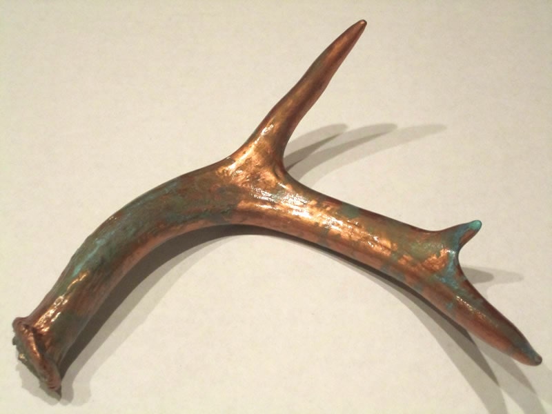 Deer Antler Shed - Painted Copper with Natural Aqua Patina