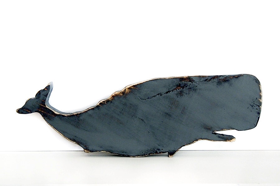Wooden Whale in Grey Pine Wood Sign Wall Decor Rustic Americana Nautical Coastal Country Chic Photo prop