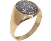 Signet ring inlaid enamel with glitters in custom color 14K goldfield signet ring inlaid enamel with glitters 14 karat gold plated seal rin