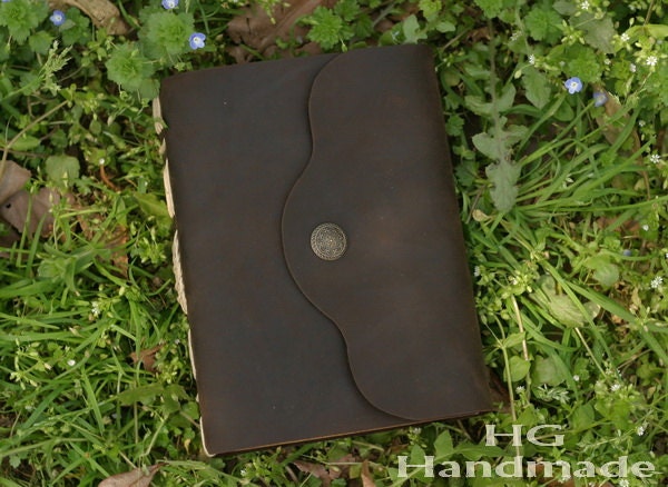 dark brown leather journal , blank paper notebook ,longstich handbound,unique gift
