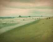 Vintage Huntington Beach Pier Photograph, Retro California Shore Photo, 8" x 12"