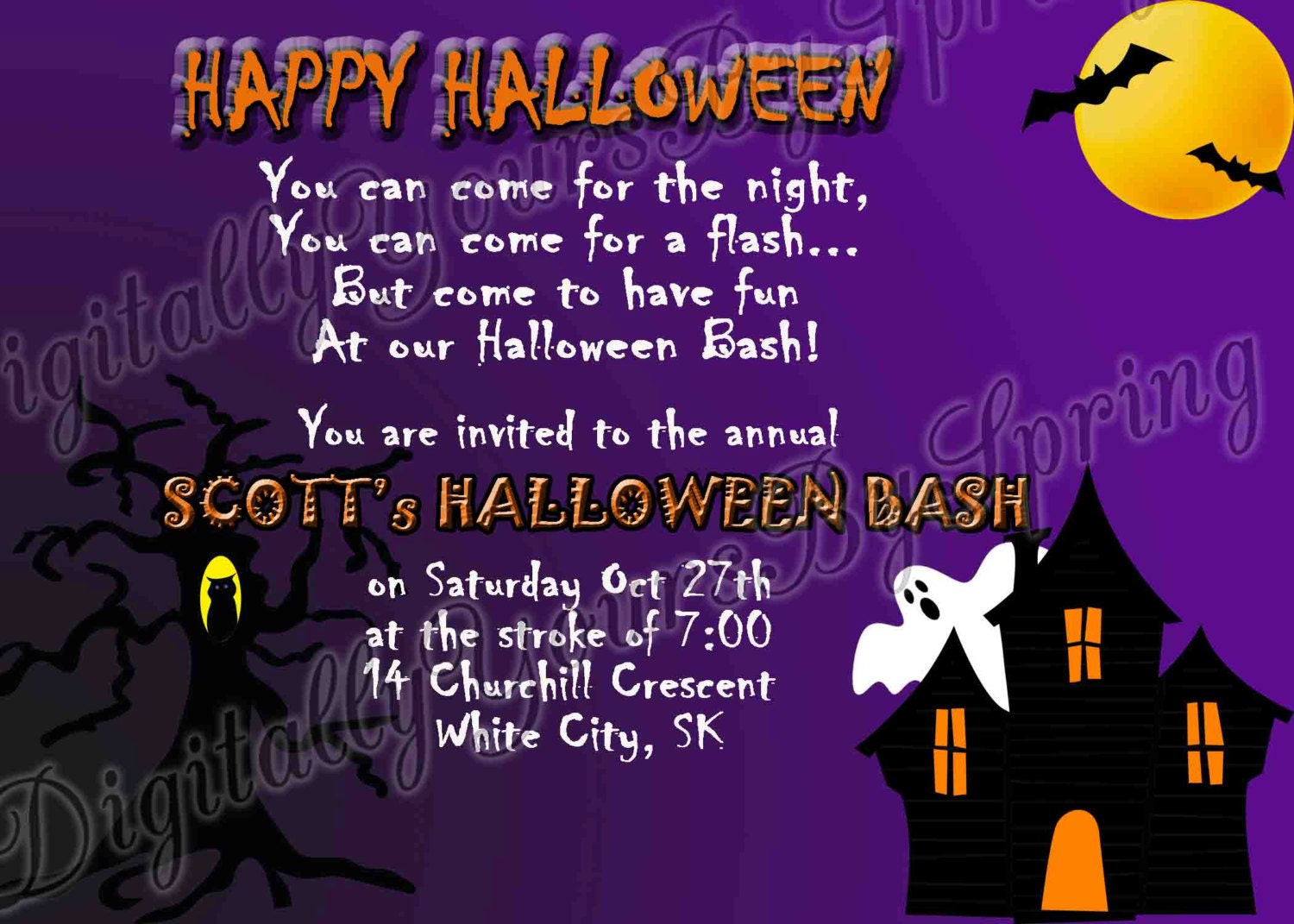 Printable Halloween Digital Party Invite Style 10