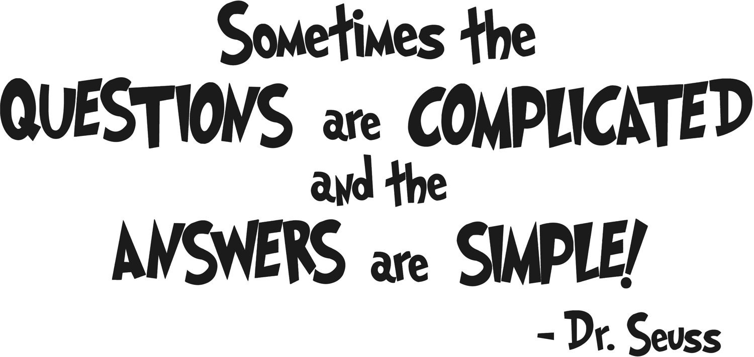 Dr.Seuss "Sometimes the Question are Complicated" Kids Nursery Vinyl Wall Decal Quote