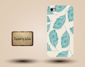 Iphone case, Iphone 4 case, Iphone 4s case, Iphone 5 case, unique handmade hard Plastic case otterbox , yellow blue Peacock feathers  p601