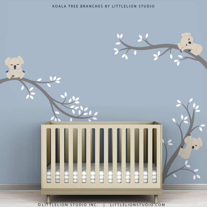 Children's Wall Decal Blue Room Wall Decal Decor - Koala Tree Branches by LittleLion Studio