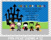 Halloween Friends  :52 ... Personalized Birthday Party Invitation OR Thank You Card ...Printable / Digital / You Print / DIY / jpg or pdf