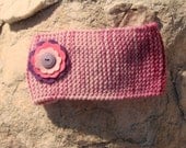 free worldwide shipping, handmade knit multi color headband with felt flower ready to ship