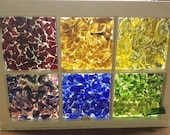 Rainbow Repurposed Glass Mosaic in Vintage Window Frame