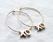 XO Hugs and Kisses Hoop Earrings. Letter Earrings. Gold Plated Hoop. Minimalist Jewelry. Simple Modern Jewelry