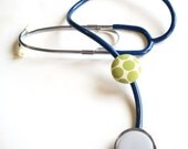 Stethoscope Tag for Healthcare Workers- Nurse, Doctor, Tech- Green Polka Dots