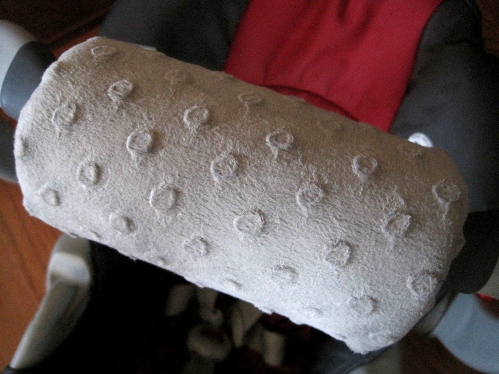 CUTE Car Seat ARM PAD Handle with Grey Minky Fabric