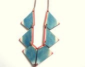 Painted Geometric Necklace, Wood Triangles Necklace,Wood Tribal Necklace,Geometric Jewelry