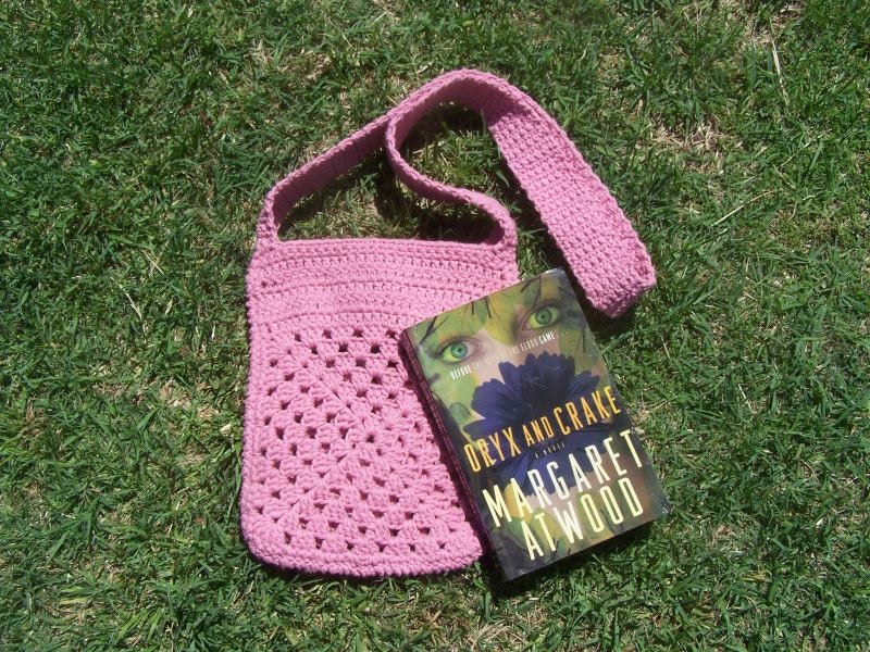 Crochet Lined Book / Kindle Bag in 100% Soft Cotton Rose Pink
