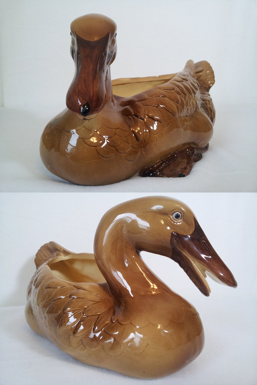 Fitz & Floyd Large Brown Duck Planter