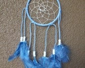 Beautiful Light Blue Sweet Dreams Suede Dream Catcher (5in ring 14in length)