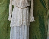 Incredible Edwardian 1900s Embroidery cutwork two piece outfit, wedding, boho, peplum, cotton
