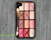 Iphone 4/4S Case - Eyeshadow Makeup Set on Black Iphone 4 Case, Iphone 4S case, Waterproof Plastic Hard Case