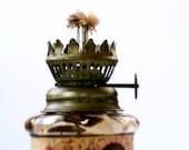 Vintage Miniature Oil Lamp, Amber Brown Glass, Oil Lamp, Renaissance Decor, Kerosene Lamp